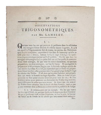 Observations Trigonometriques. - [FORESHADOWING…