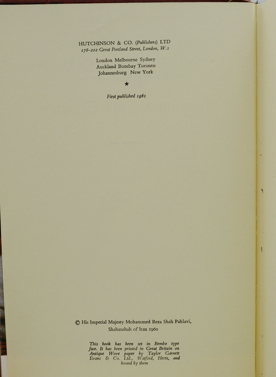 Mission for My Country by Pahlavi, Mohammed Reza Shah; Farah