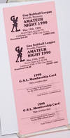 Gay Softball League proudly presents Amateur Night 1990 [membership card]