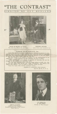 cover of Archive of letters, subscriber and investment requests, and a film program for the 1921 film, The Contrast, from the Labor Film Service