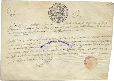The Rare Autograph Of Jean De Lamberville, The French Jesuit Missionary Who Worked With The Five Nations