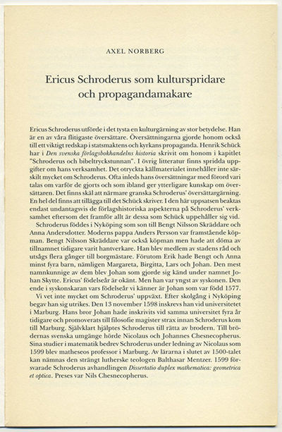 Ericus Schroderus som kulturspridare och…