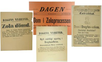 Four Swedish Newsbills on Zola and the Dreyfus…