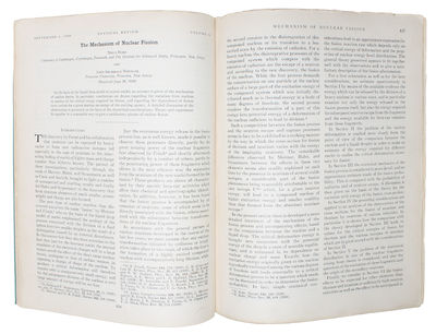 The mechanism of nuclear fission [N. Bohr. & J. A. Wheeler] "On continued gravitational contraction" [J. R. Oppenheimer & H. Snyder]. - [THE FIRST THEORETICAL DESCRIPTION OF A SINGULARITY] (photo 2)