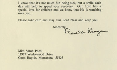 Ronald Reagan Shares Love and Advice with a Sick Child, With a Signed Photo to that Child