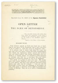 Open Letter to the Duke of Devonshire