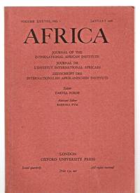 Africa: Journal of the International African Institute Volume XXXVIII , No.  1 January 1968