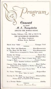 cover of 1962 Souvenir Program from a Concert on Board the Crusie Ship M. S. Kungsholm