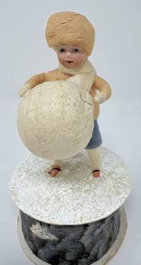 Small German Candy Container with Boy and Snowball