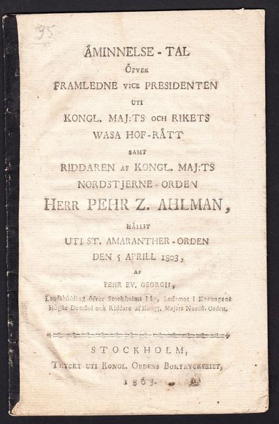Åminnelse-tal öfver framledne vice presidenten…