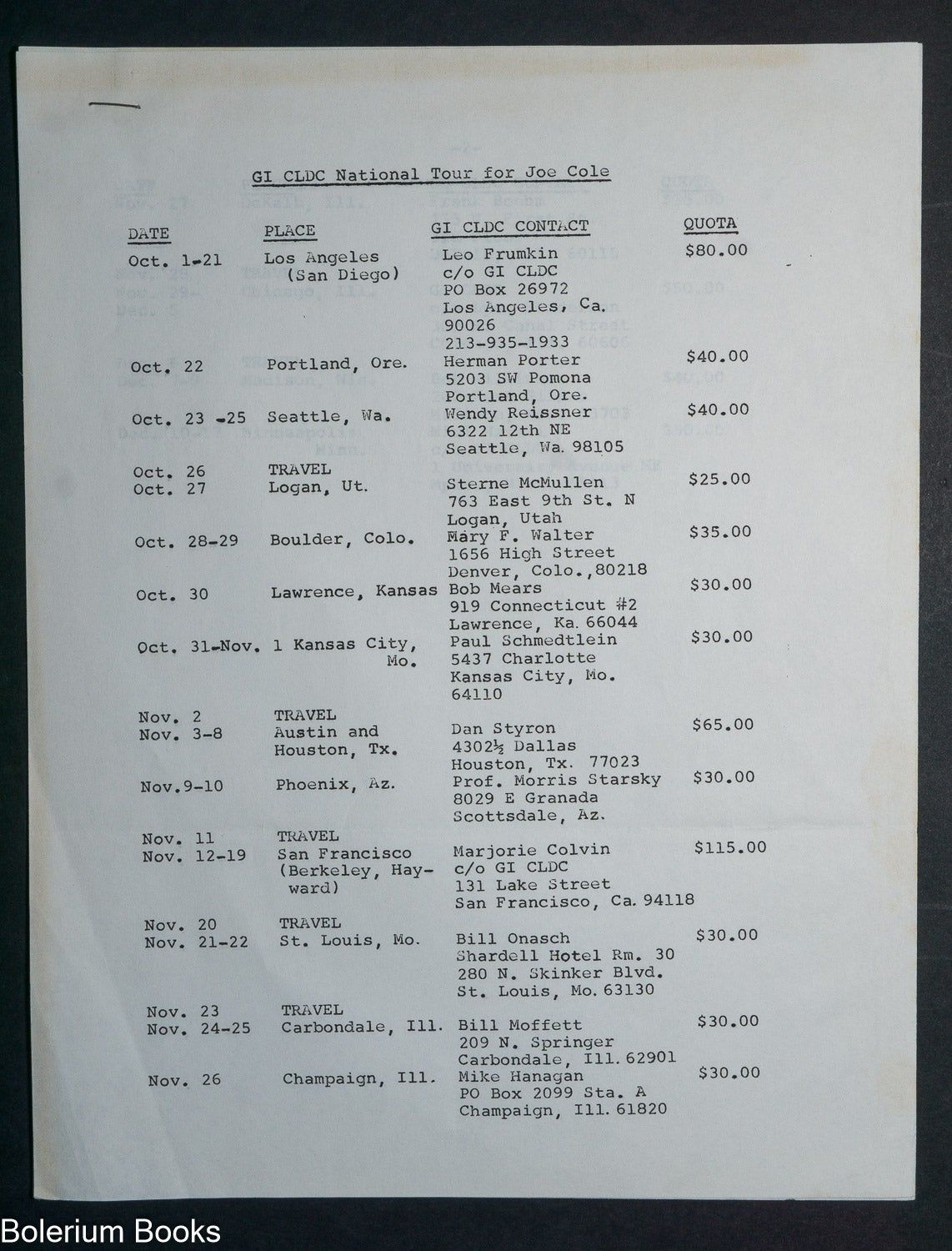 GI CLDC National Tour for Joe Cole