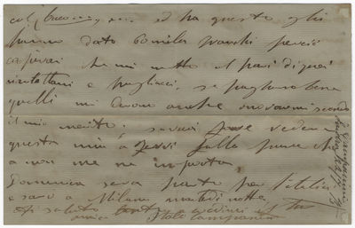 Autograph letter signed in full to [?Ippolito] Canedi