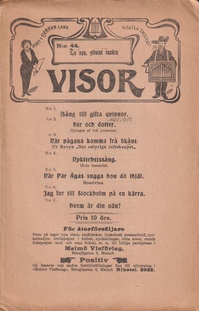 Sju nya, ytterst vackra visor. [Utg. av] Malmö…