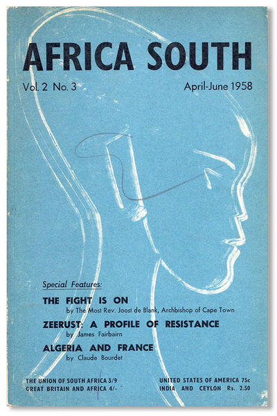 Cape Town: African South Publications, 1958. First Edition. Octavo (21cm.); publisher's teal pictori...