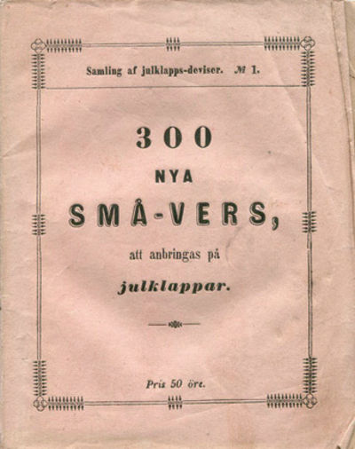 300 nya små-vers, att anbringas på julklappar.