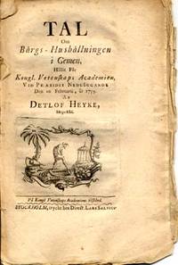 Tal om bärgs-hushållningen i gemen, hållit för…