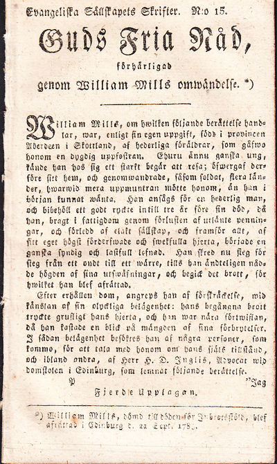 Guds fria nåd, förhärligad genom William Mills…