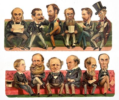 Two (2) Die-Cuts Depicting British Politicians -- Liberals and Tories c.1880