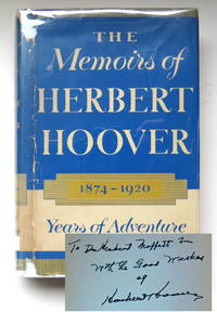 cover of The Memoirs of Herbert Hoover; Years of Adventure 1874 - 1920