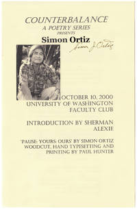 cover of Counterbalance A Poetry Series Presents Simon Ortiz October 10, 2000 University of Washington Faculty Club Introduction by Sherman Alexie.