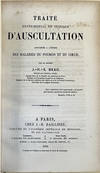 Traité expérimental et clinique d'auscultation appliquée à l'étude des maladies du poumon et du coeur. Insc. to P. Ricord