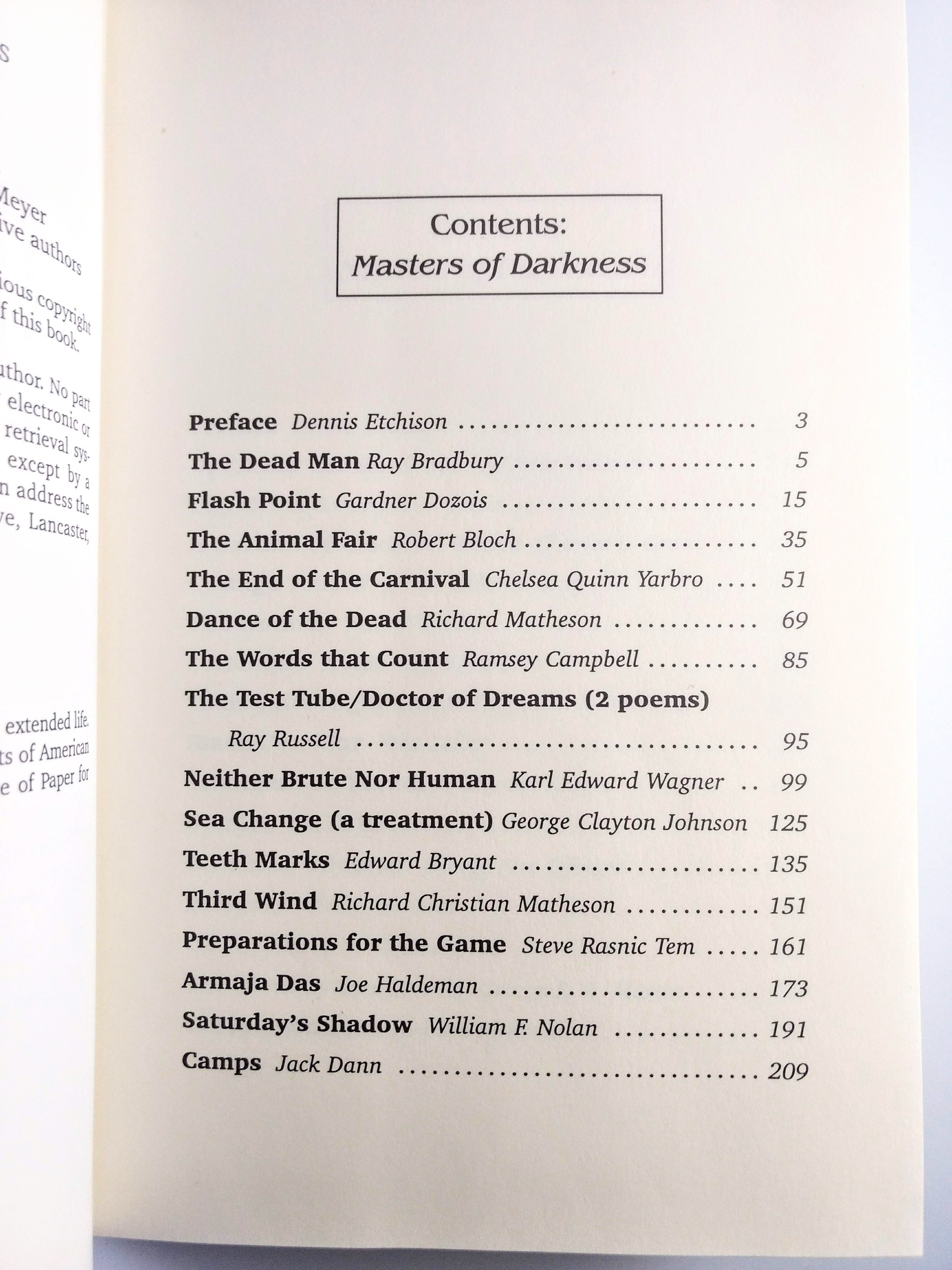 Complete Masters of Darkness by Dennis (ed.) Etchison - 1st - 1990 - from Bottle  Rocket Books (SKU: 300625)