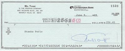 Mel Torme Signed Check