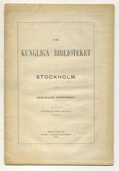 Om Kungliga biblioteket i Stockholm. [Aftryck ur…