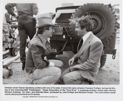 Culver City, CA: Columbia Pictures, 1977. Vintage reference photograph of Steven Spielberg and Fran�...