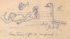 Sometimes I Get So Confused!" says the mermaid in Walt Kuhn's humorous sketch rendered in pen and ink on the back of an accounting pad sheet, 4 x 7 inches. Unsigned