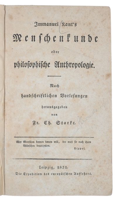 Menschenkunde oder philosophische Anthropologie…