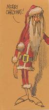 Original Comical Drawing of Santa Claus, Signed