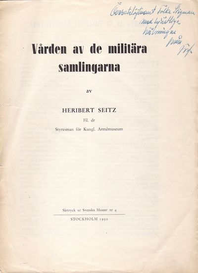 Vården av de militära samlingarna. Särtryck ur…