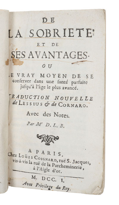 De la sobriete et de ses avantages, ou le vrai moyen de se conserver dans une sante parfaite jusqu'à l'age le plus avance. (photo 2)