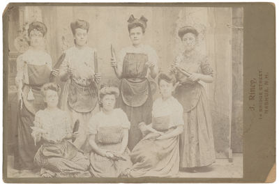 Cabinet Card Portrait of a Group of Female Mill Workers in Nashua, N.H. c. 1880-1890