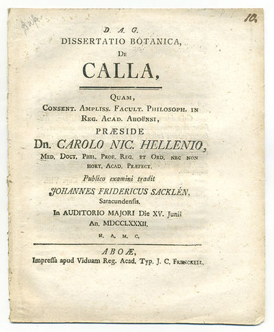 Dissertatio botanica de calla. A.a.