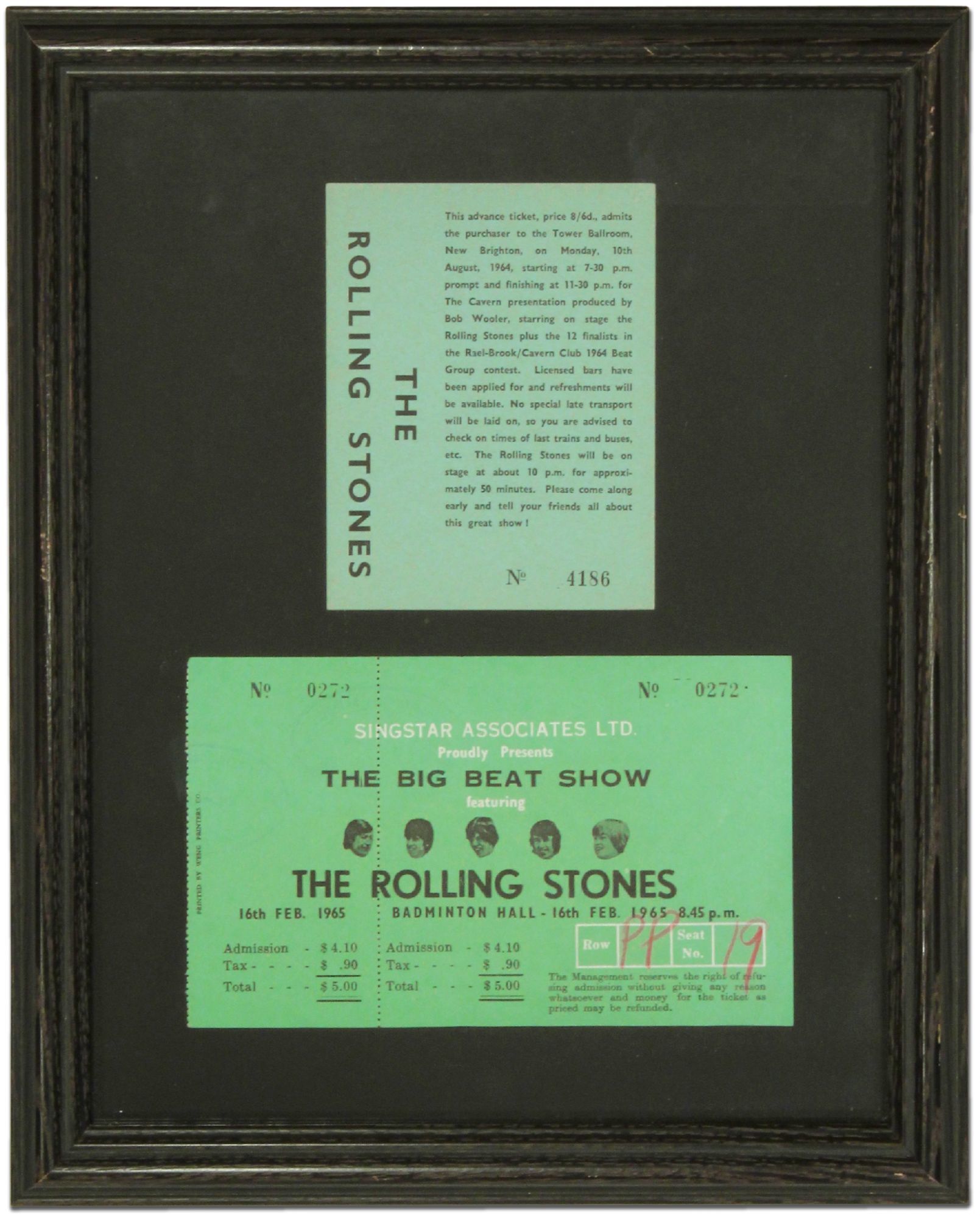[Tickets] 1964 and 1965 Rolling Stones Concert Tickets by ROLLING