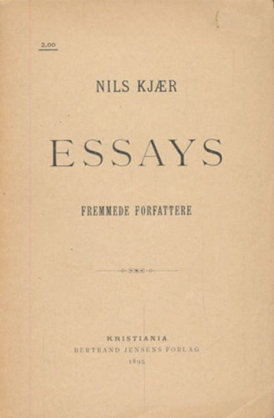 Essays. Fremmede forfattere.