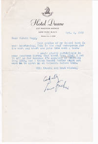 TYPED LETTER TO EDUCATOR HAROLD RUGG SIGNED BY JEWISH AMERICAN JOURNALIST LOUIS FISCHER. de Fischer, Louis. (1896-1970). Jewish American journalist and author who worked for The Nation - 1950.