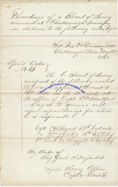 Union Army Brigadier General Henry Moses Judah Signs Military Orders In The Immediate Aftermath Of The American Civil War