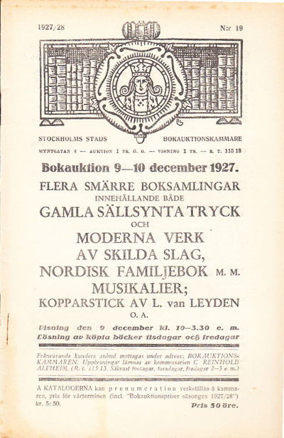 Bokauktion den 9-10 december 1927. Flera smärre…