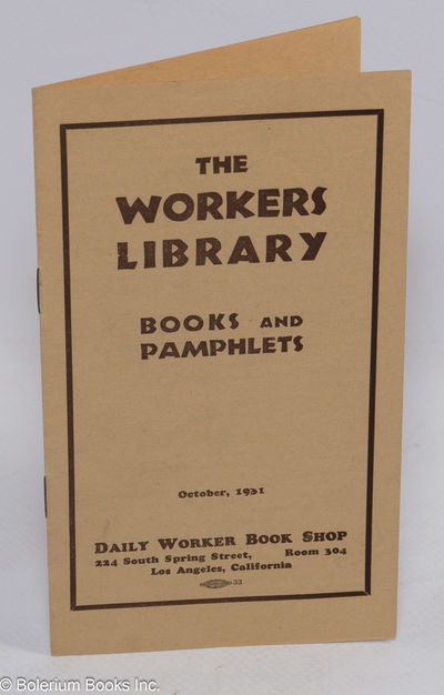 The Workers Library, books and pamphlets, October, 1931