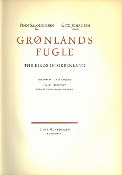Grønlands fugle. Med forord av Hans Hedtoft -…