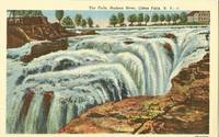 The Falls, Hudson River, Glens Falls, New York unused linen Postcard