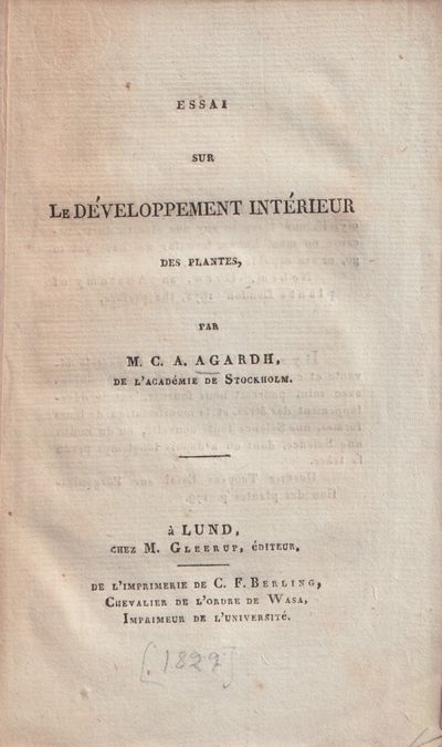 Essai sur le développement intérieur des plantes,…