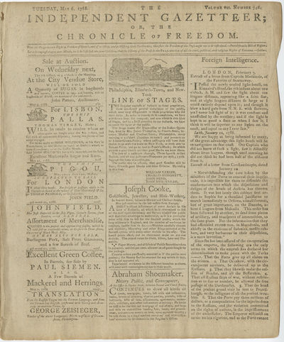 Maryland Ratifies the Constitution, Suggests Amendments; and Pennsylvanians Speak Out Against the Slave Trade