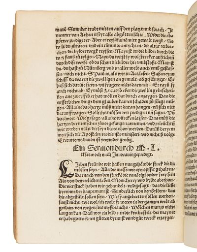 Acht Sermon von D.M. Luthers von jm geprediget zu Wittemberg in der fasten, Darinn kurtzlich begryffen, vo(n) den Messen, Byldnussen, bayderlay gestalt des Sacraments, von de(n) speysen un(d) haimlichen beicht etc.