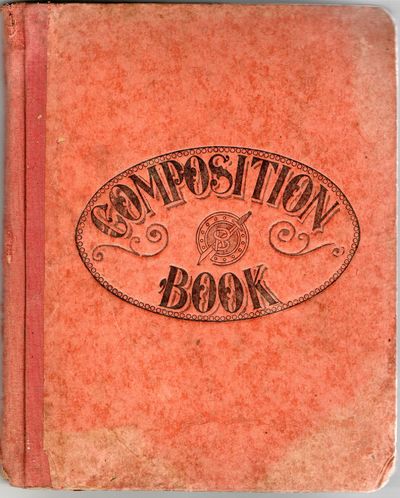New York, 1903. 8 ¼” x 6 ¾” x ½” orange hardcover composition book with cloth binding and b...