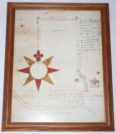 Framed 1701 Survey Map of a Farm Property in Sturgon Creek [now spelled Sturgeon Creek] in Southern Maine