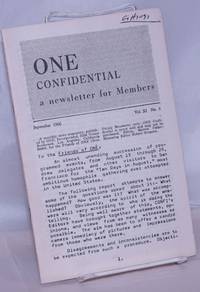 image of One Confidential: a newsletter for members; vol. 11, #9, September, 1966